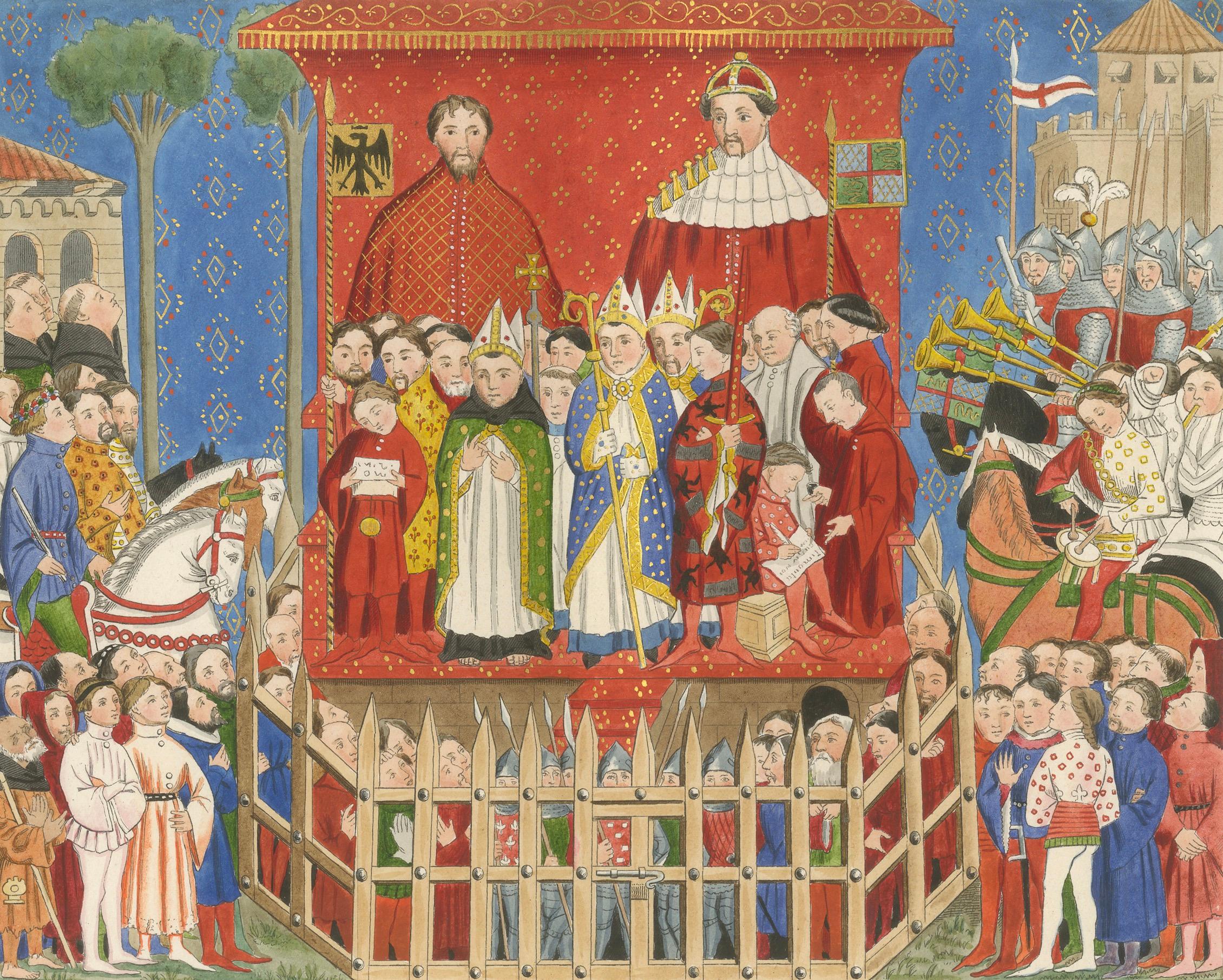 Medieval Coronation Ceremony, Hand-Colored Costume Plate by Paul Mercuri, 1845