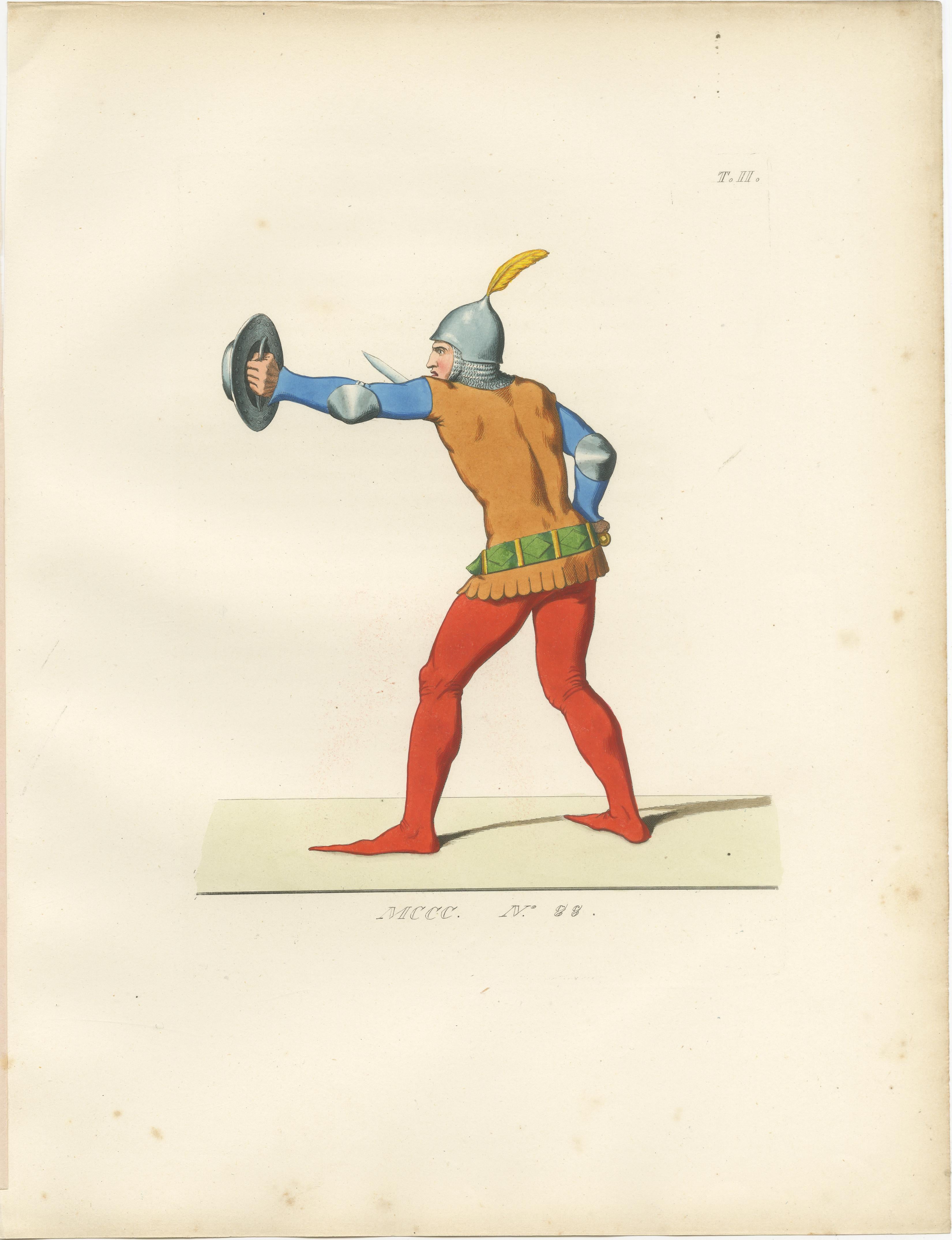 Medieval Courtly Costumes and Figures, Complete Set of 10 Hand-Colored, 1845