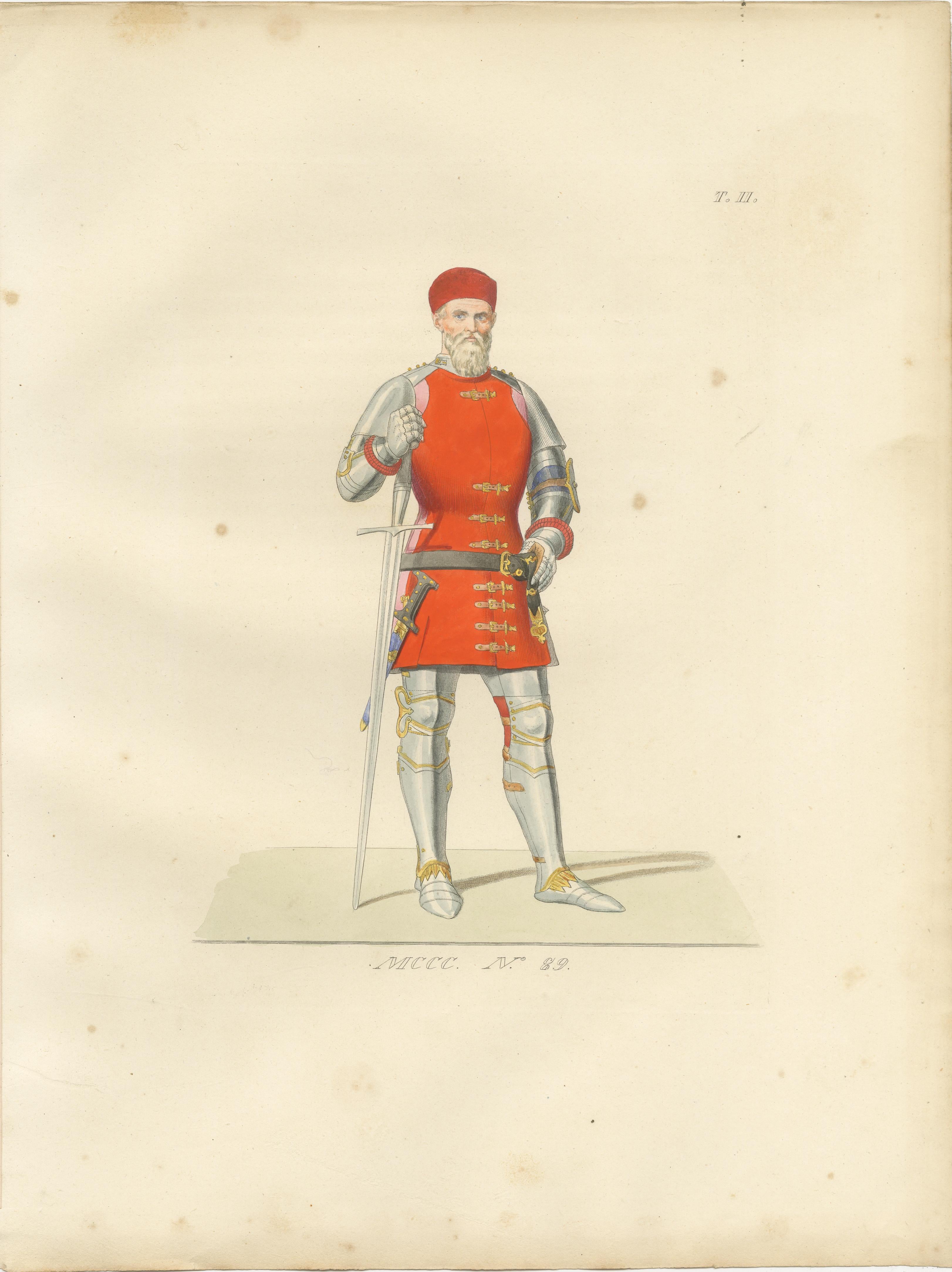 Medieval Courtly Costumes and Figures, Complete Set of 10 Hand-Colored, 1845