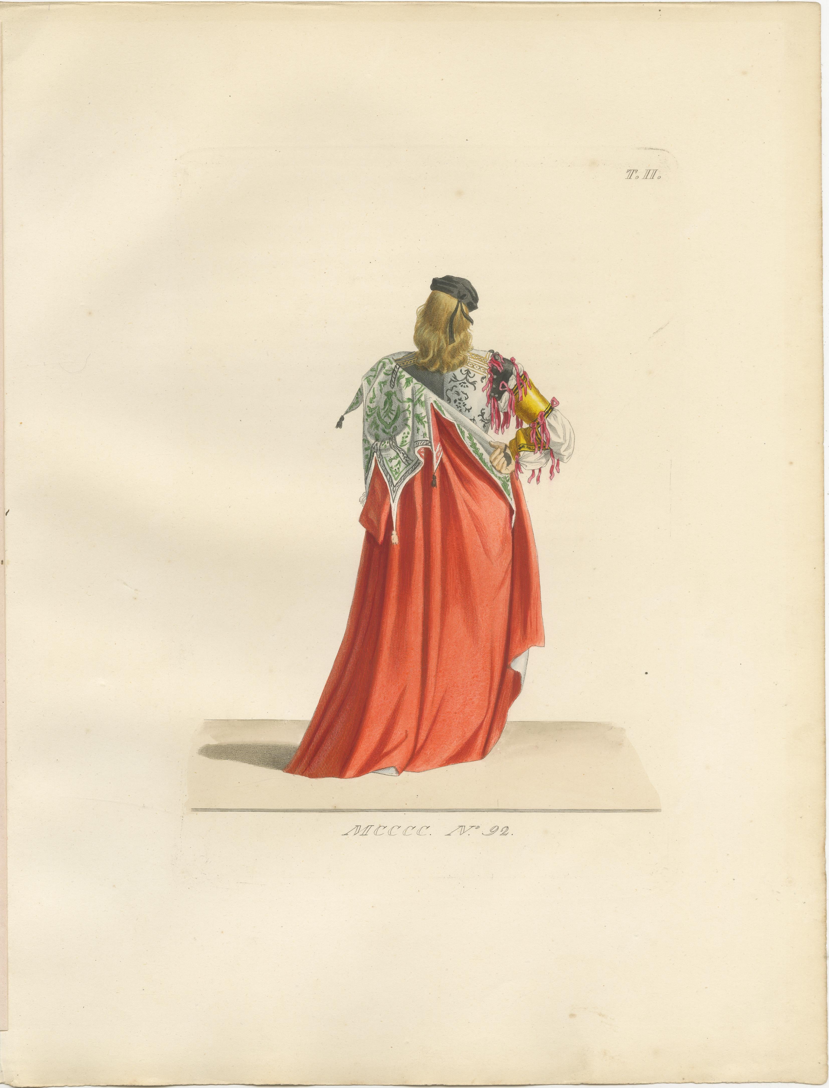 Medieval Courtly Costumes and Figures, Complete Set of 10 Hand-Colored, 1845