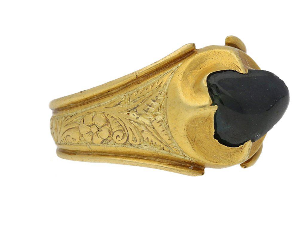 Mittelalterlicher Posy-Ring, Herzogin von Lancaster, Saphir Gold (Cabochon) im Angebot
