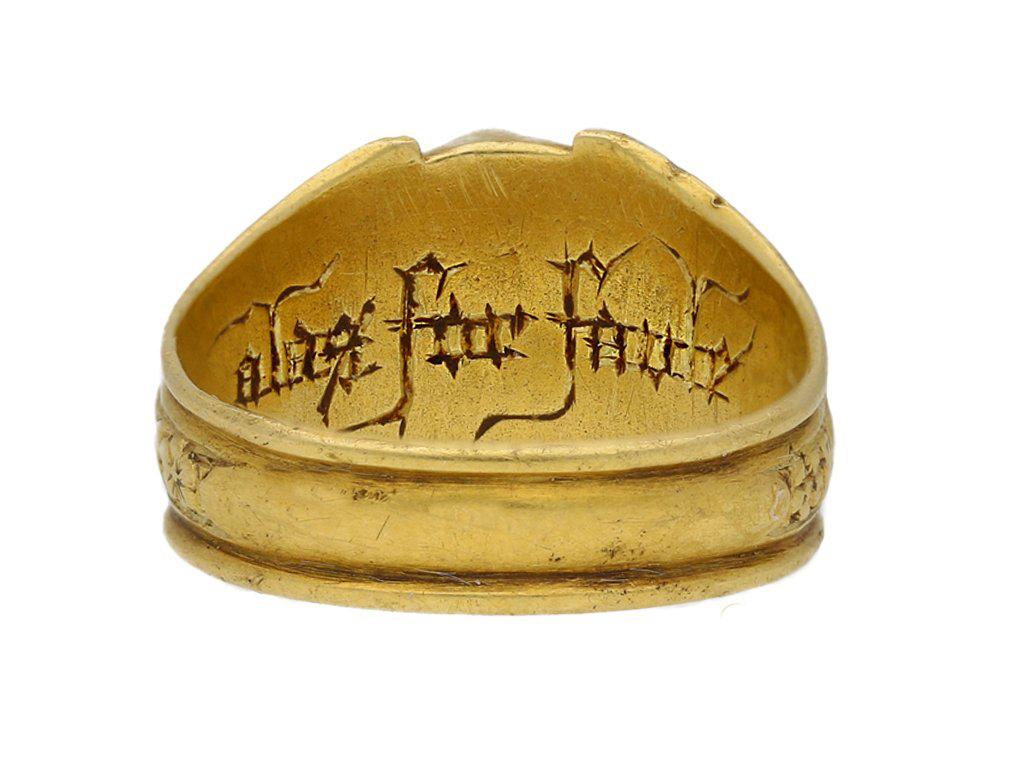 Medieval Duchess of Lancaster Sapphire Gold Posy Ring For Sale 1