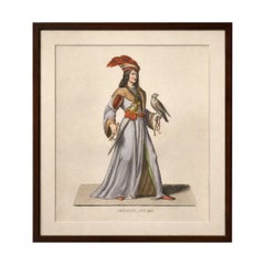 Medieval Falconer Figure – Hand-Colored Costume Engraving, France 1845 Medieval Falconer Figure – Hand-Colored Costume Engraving, France 1845