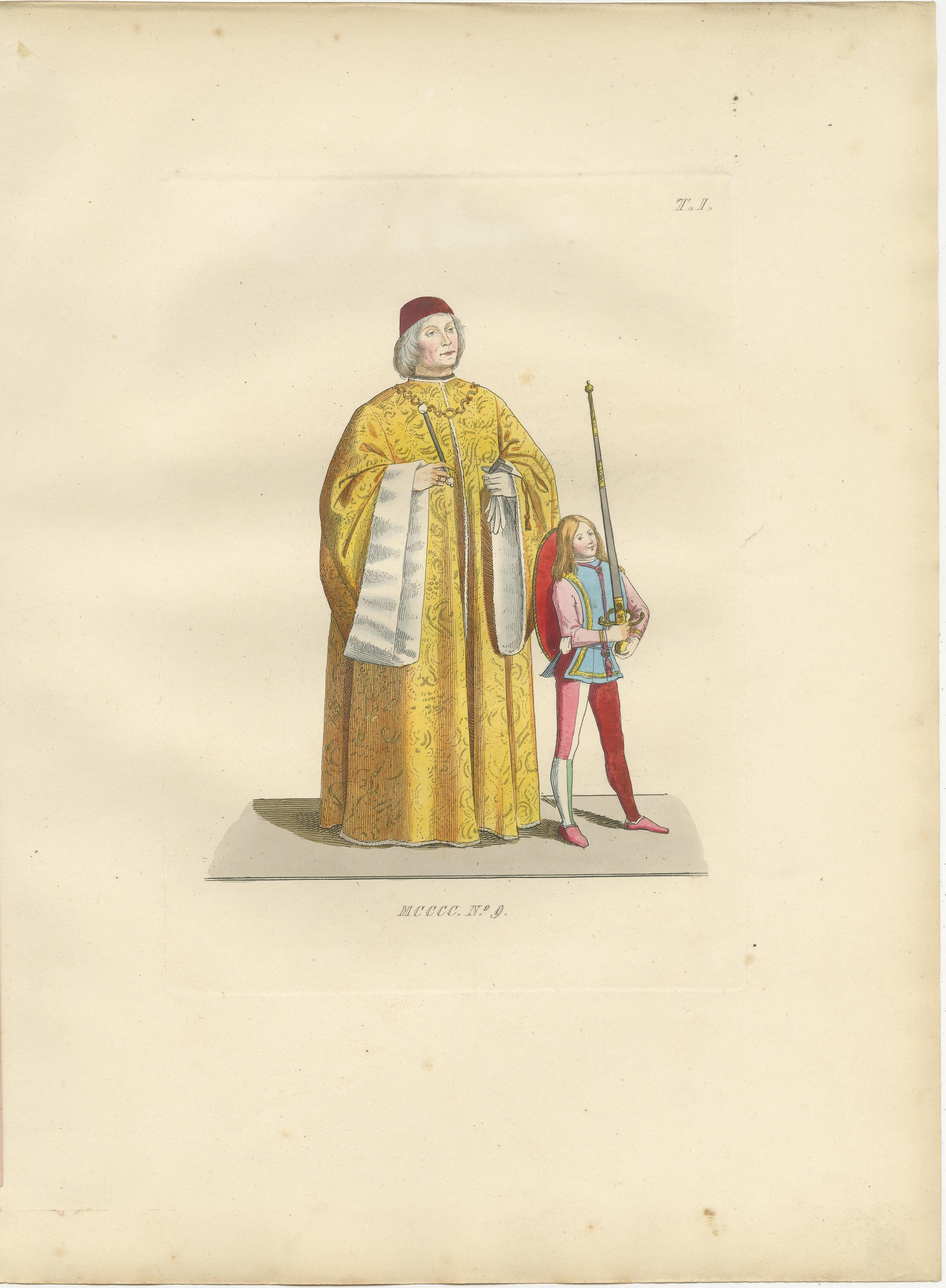 19th Century Medieval Fashion Ensemble from Rome & Venice, 14th–15th Century, Published 1845 For Sale