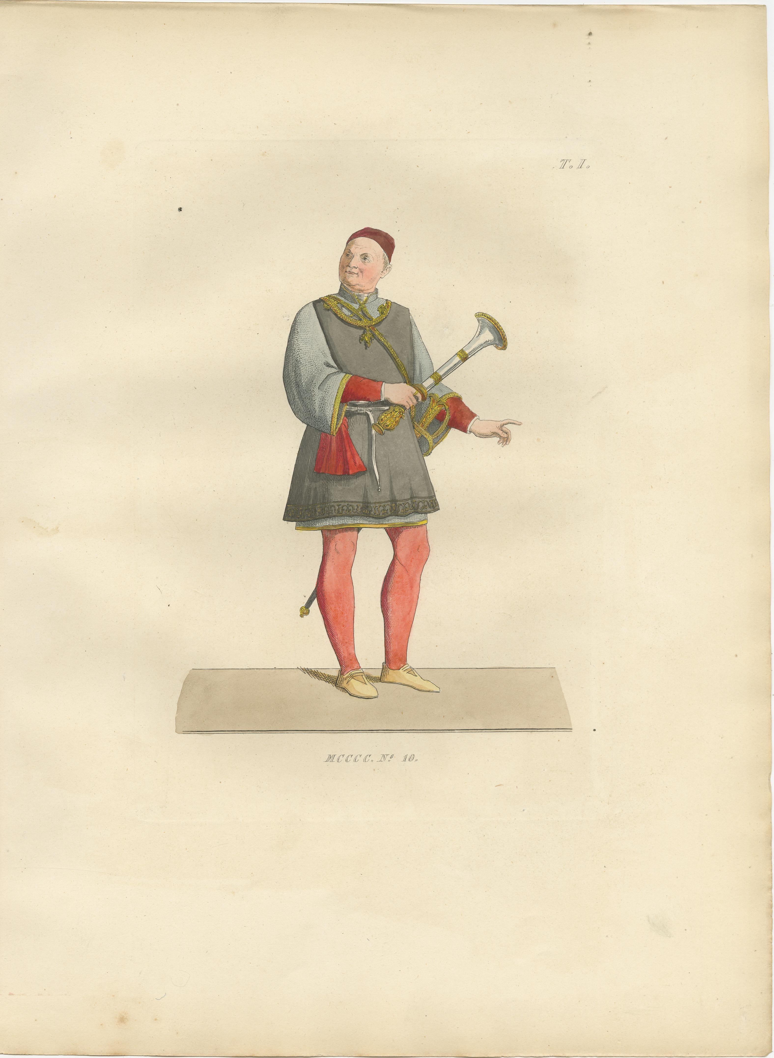 Paper Medieval Fashion Ensemble from Rome & Venice, 14th–15th Century, Published 1845 For Sale