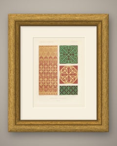 Medieval Floor Tiles and Wall Facing, Antique Print, 1851