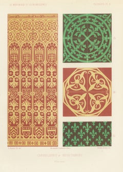 Medieval Floor Tiles and Wall Facing, Antique Print, 1851