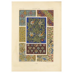 Flora y aves medievales - Grabado gótico iluminado, lámina XLIX, 1869