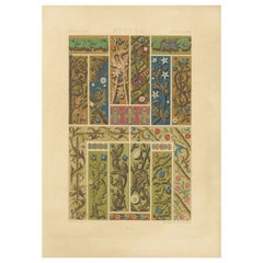 Bordes florales medievales - Motivos de Illuminated Manuscripts, Lámina L, c.1869