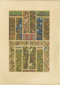 Bordes florales medievales - Motivos de Illuminated Manuscripts, Lámina L, c.1869