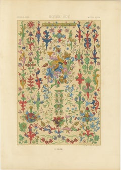 Ornamento Floral Medieval - Motivos de Manuscritos Iluminados, Lámina XLVIII, c.1869