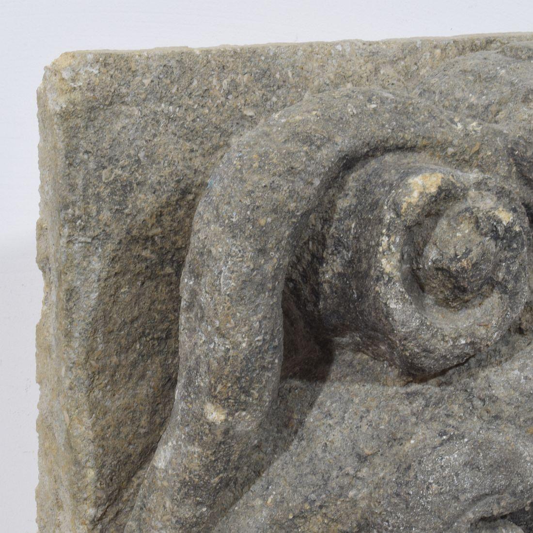Panel de gárgola medieval gótica francesa tallada en piedra coronada en venta 3