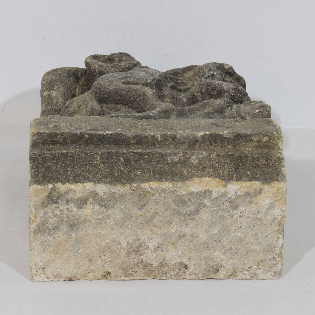 Panel de gárgola medieval gótica francesa tallada en piedra coronada en venta 12