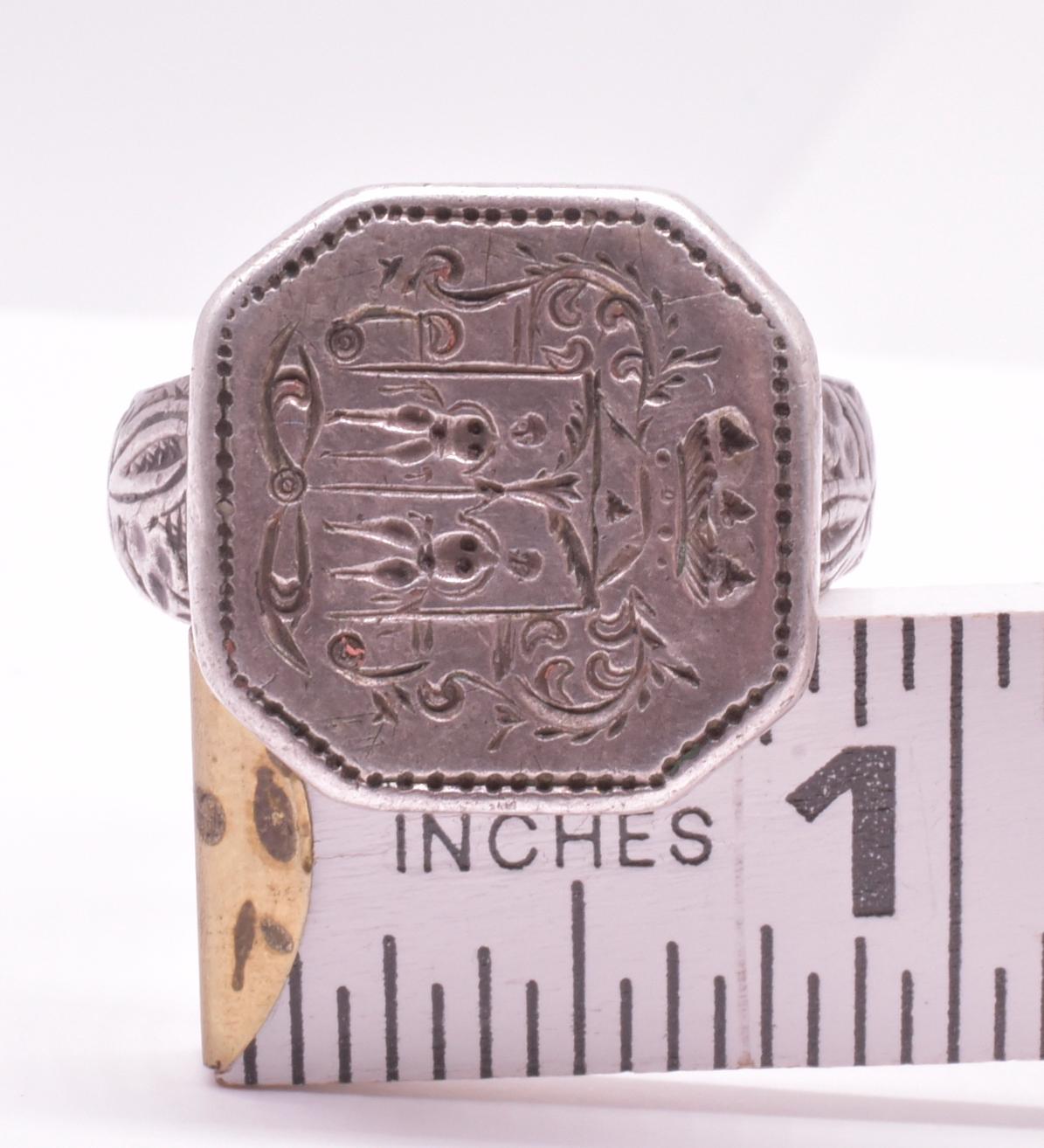 Medieval Heraldic Silber Pictorial Siegelring Größe 12 4