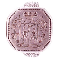 Signet médiéval Heraldic Silver Pictorial Ring taille 12