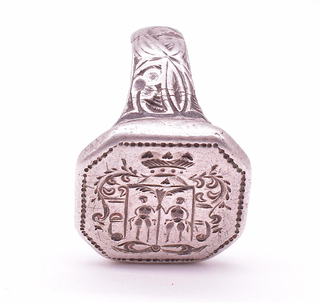 Medieval Heraldic Silber Pictorial Siegelring Größe 12 im Zustand „Gut“ in Baltimore, MD
