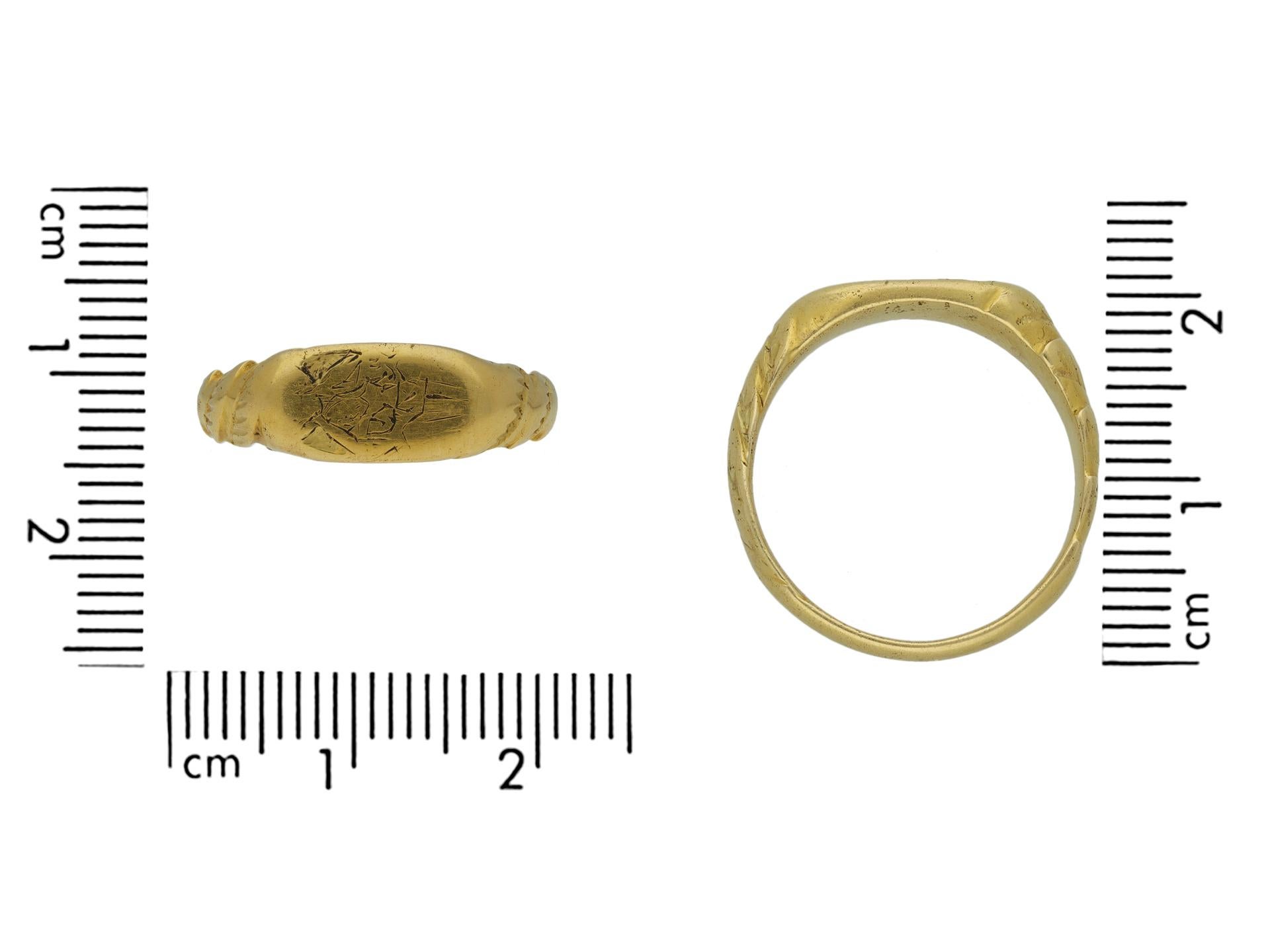 Medieval Iconographic Ring with the Holy Trinity, English, circa 15th Century In Good Condition For Sale In London, GB