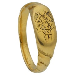 Medieval Iconographic Ring with the Holy Trinity, English, circa 15th Century