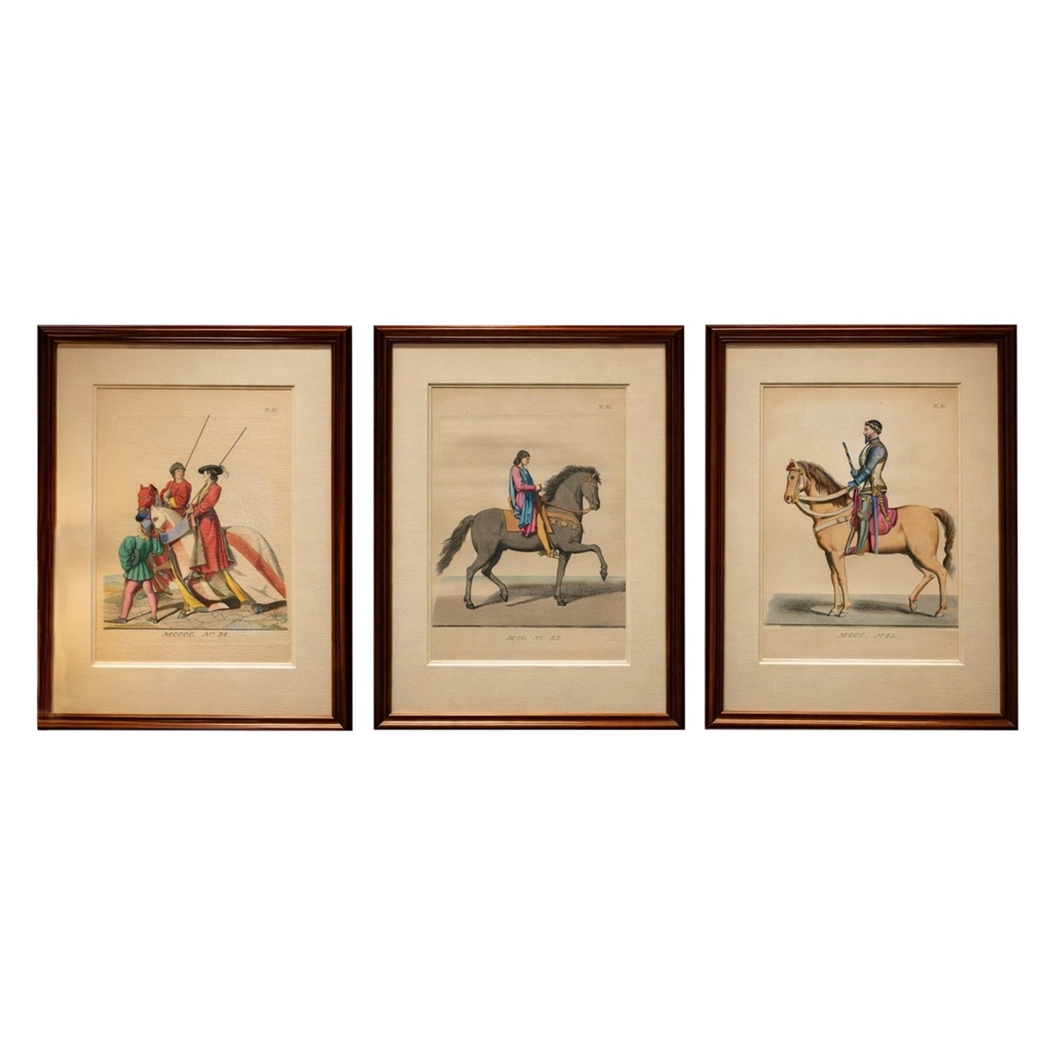 Medieval Italian Equestrian Figures 
Tournament Judges – Bonnard 1860 Set For Sale