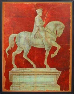 Medieval Knight Hand-Painted Mural, Neoclassical, Late 20th Century