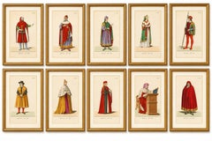 Medieval Knights, Clergy & Nobles, Set of 10 Costume Prints, 1845