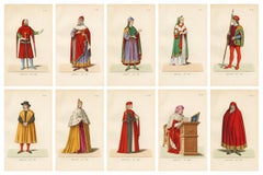 Medieval Knights, Clergy & Nobles, Set of 10 Costume Prints, 1845