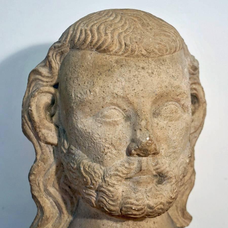 Italian Medieval Limestone Bust For Sale