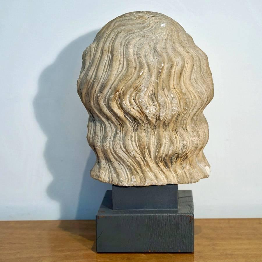 18th Century and Earlier Medieval Limestone Bust For Sale