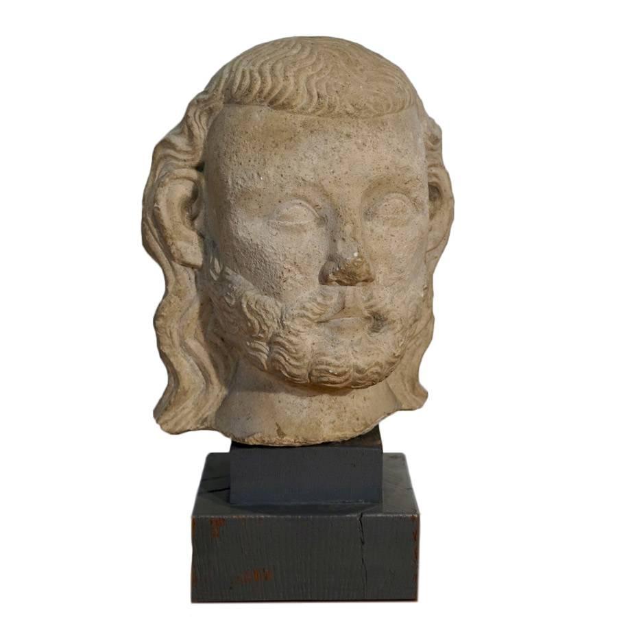 Medieval Limestone Bust For Sale