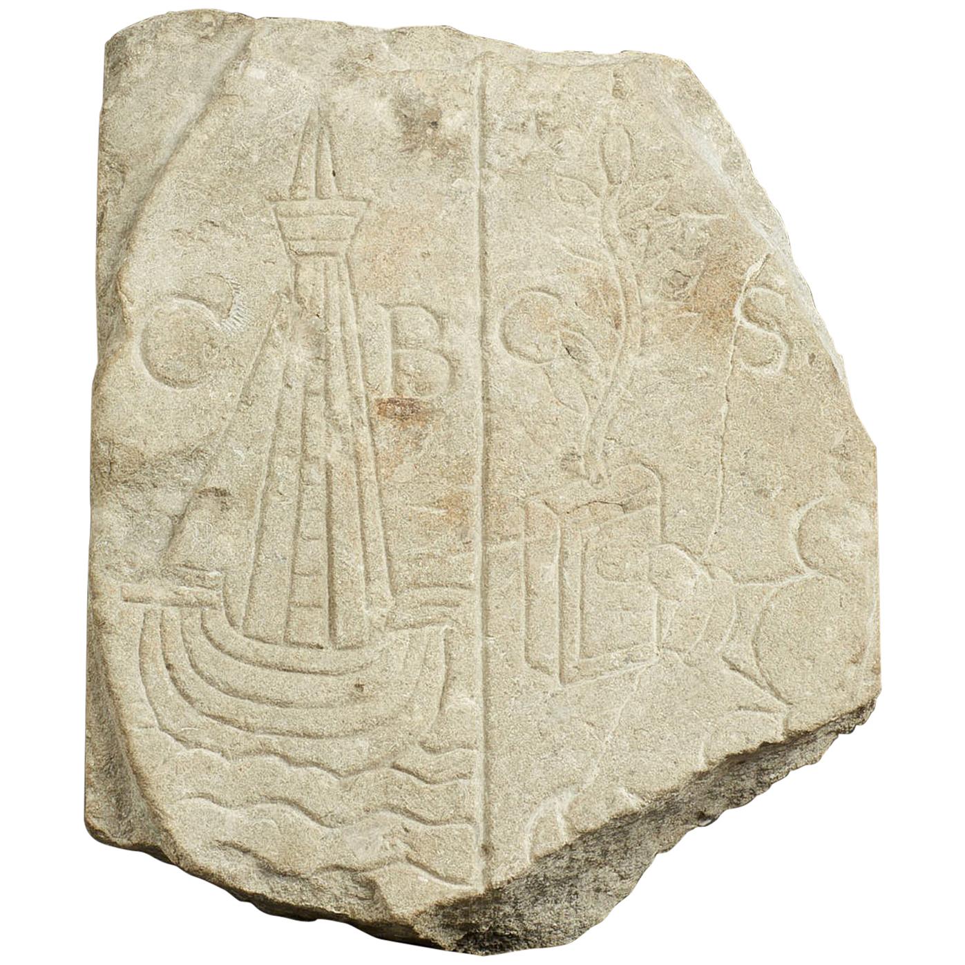 Medieval Limestone Commemorative Stone Marker, English, circa 1450-1550
