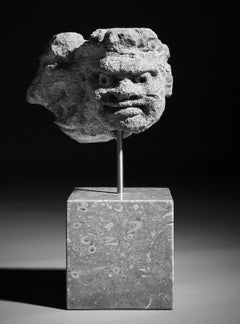Medieval Limestone Head of a Jester, English, circa 1450-1460