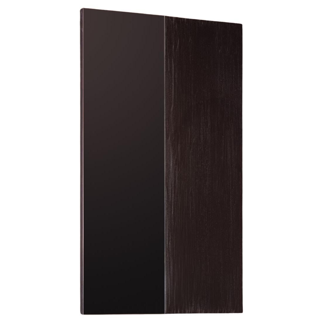 Medieval Modern Wall Mirror with Carved & Blackened Oak Panel by Rooms Studio