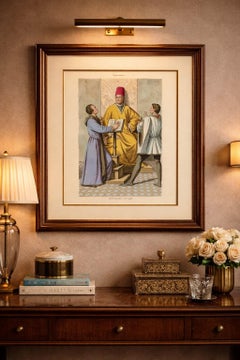 Medieval Nobility & Ritual, Decorative Hand-Colored Print, France 1845