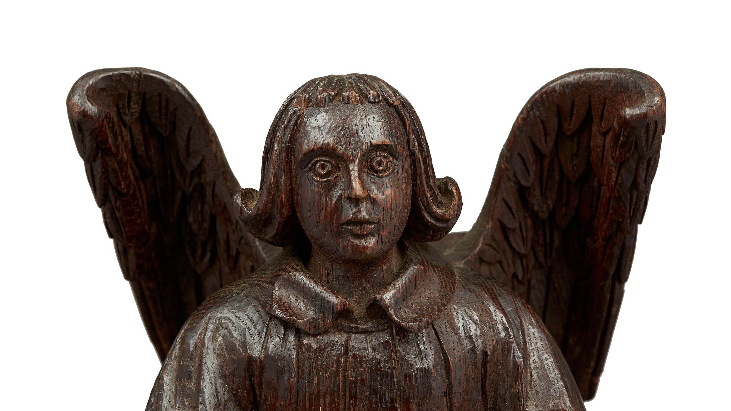 Medieval Oak Rood Screen Angel, English, circa 1450-1460 For Sale 3