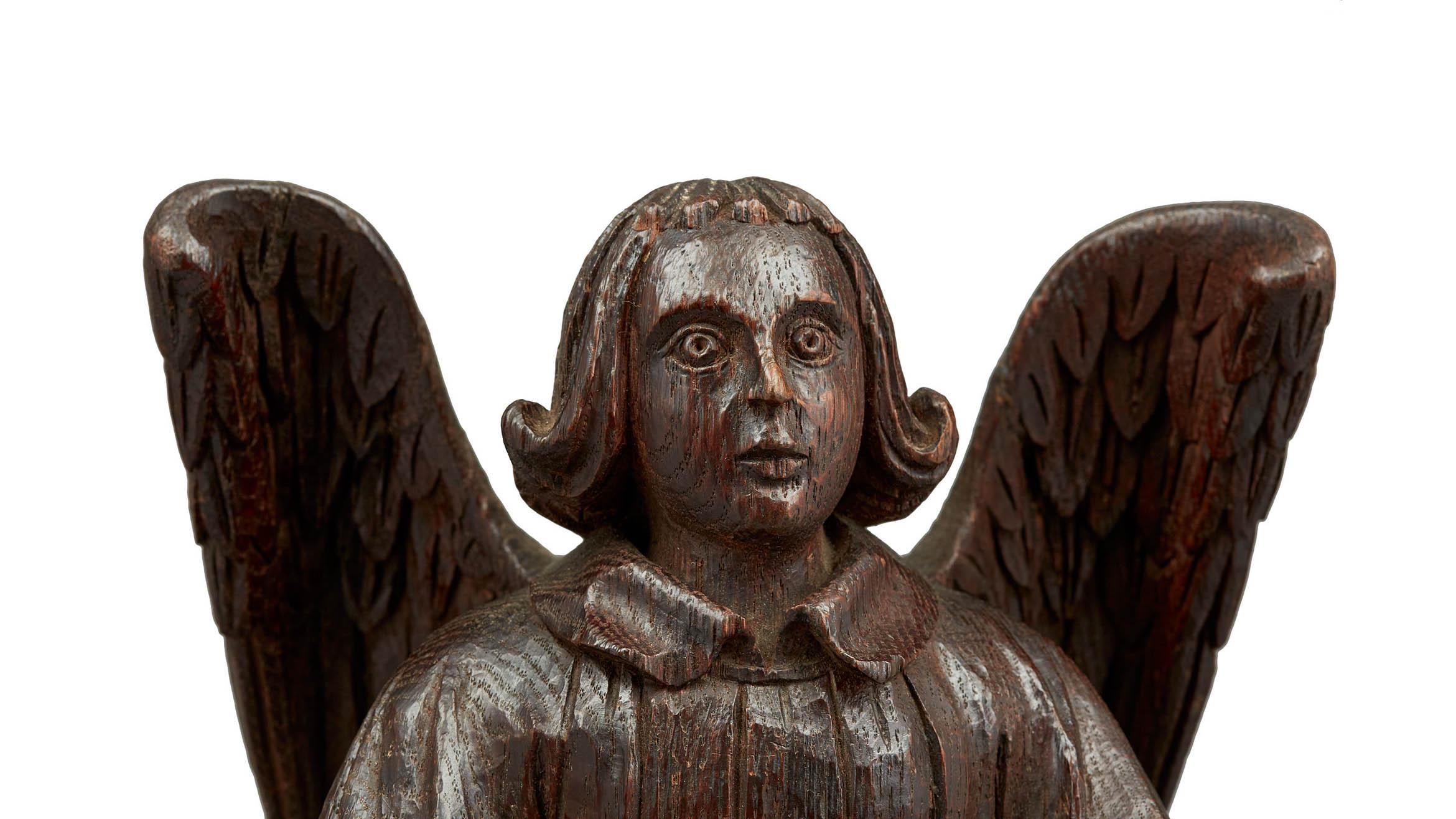 18th Century and Earlier Medieval Oak Rood Screen Angel, English, circa 1450-1460 For Sale