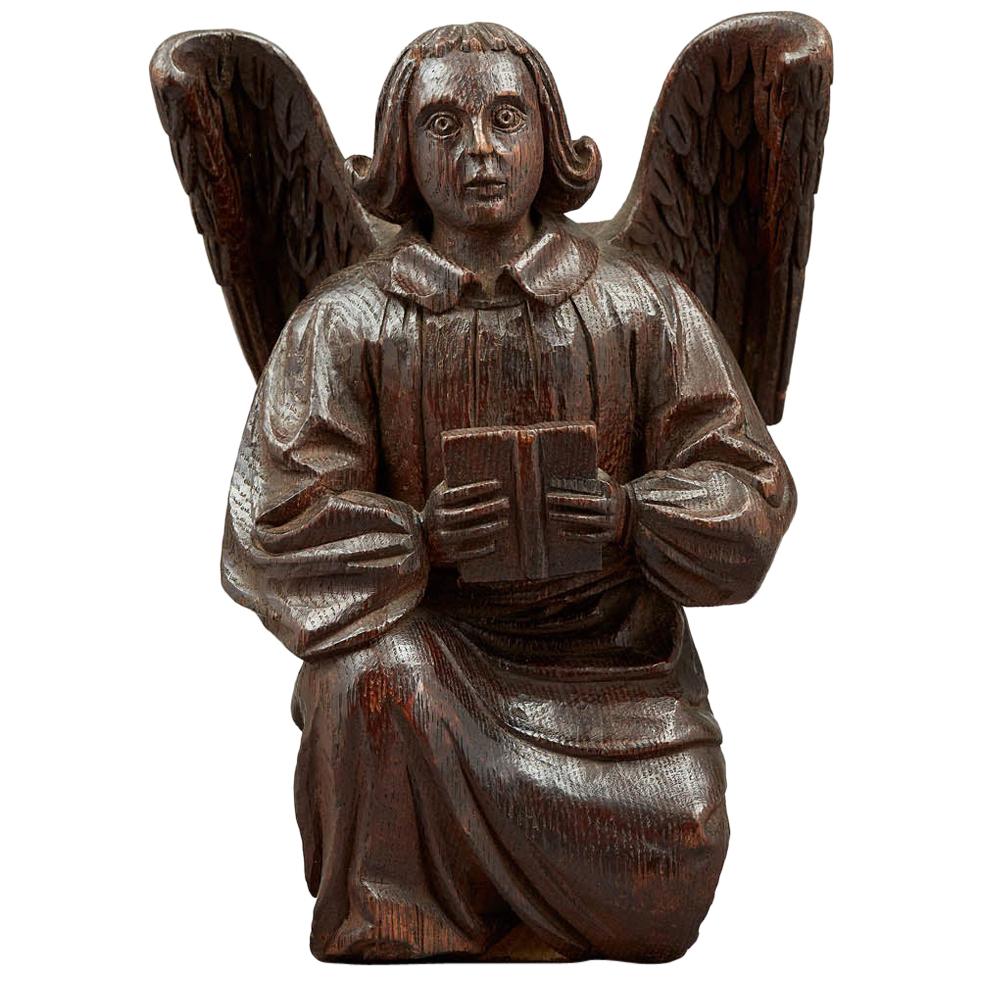 Medieval Oak Rood Screen Angel, English, circa 1450-1460 For Sale
