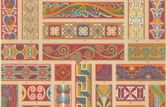 Impression d'ornements médiévaux - Bordures décoratives anciennes du Moyen Âge, 1869