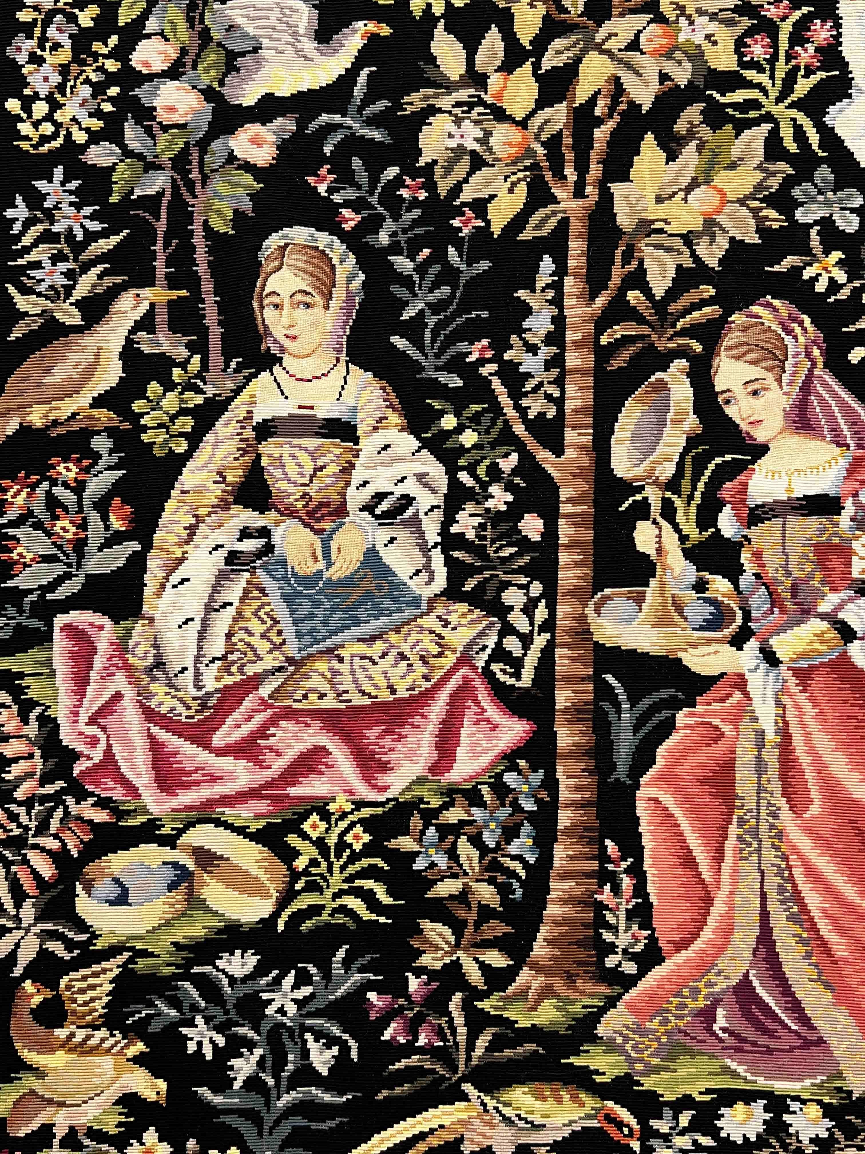 Medieval Petit Point Tapestry Around 1980 - 1m37hx1m00l - N° 1146 For Sale 3