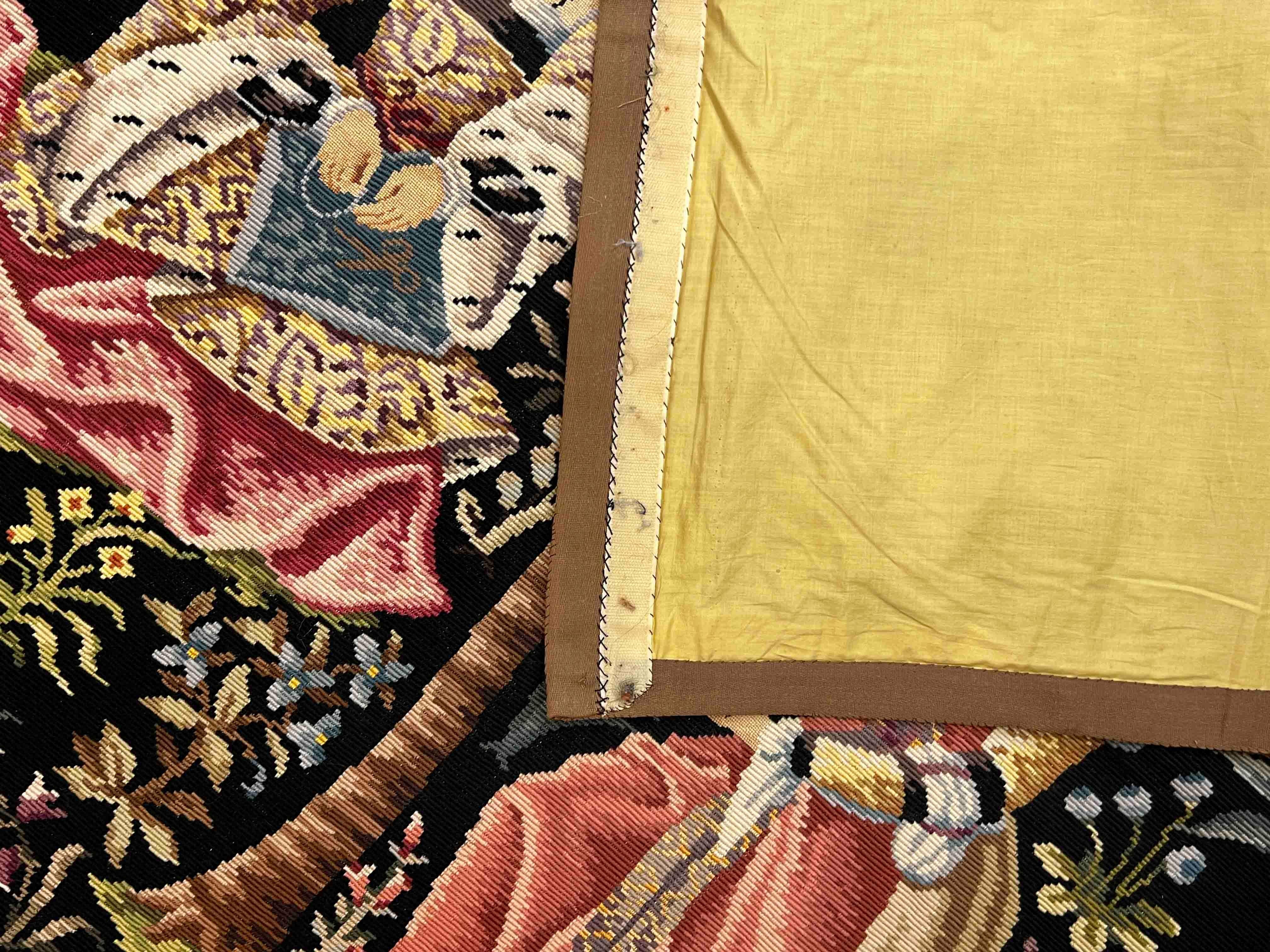 Medieval Petit Point Tapestry Around 1980 - 1m37hx1m00l - N° 1146 For Sale 5