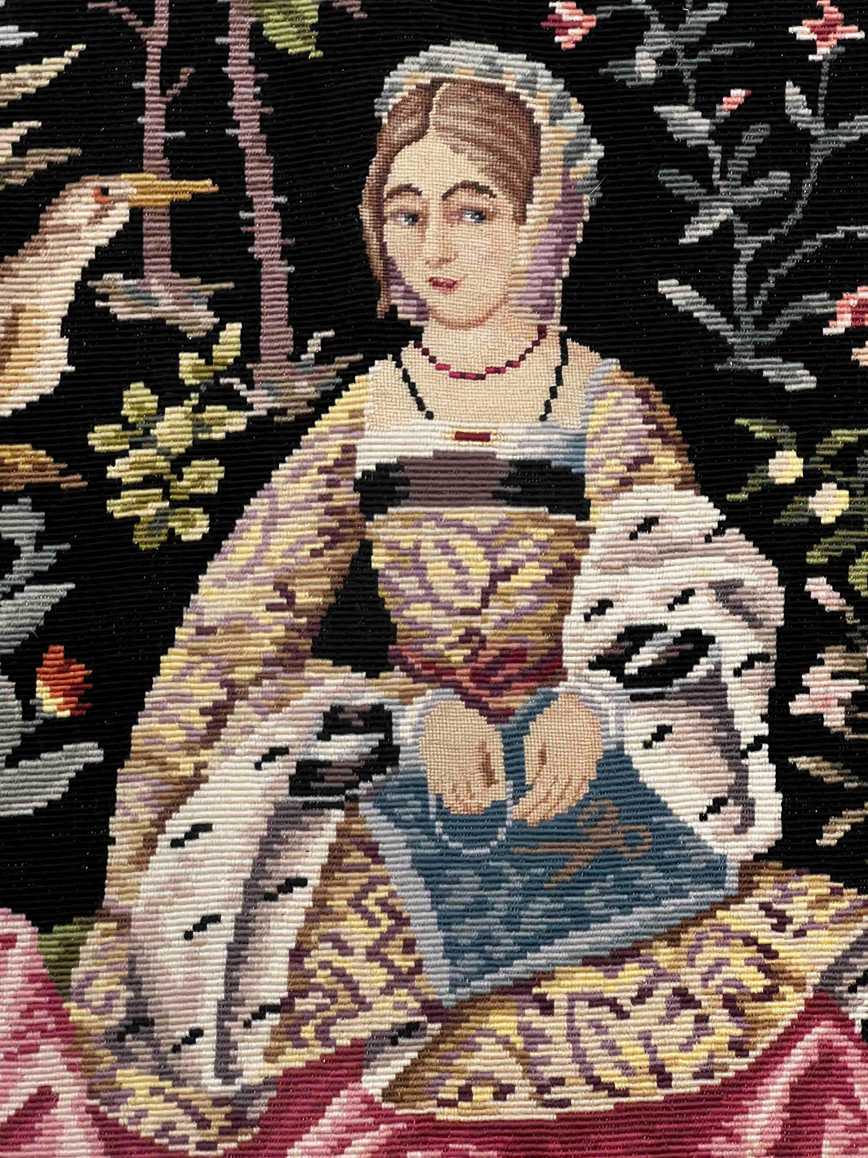 Hand-Woven Medieval Petit Point Tapestry Around 1980 - 1m37hx1m00l - N° 1146 For Sale