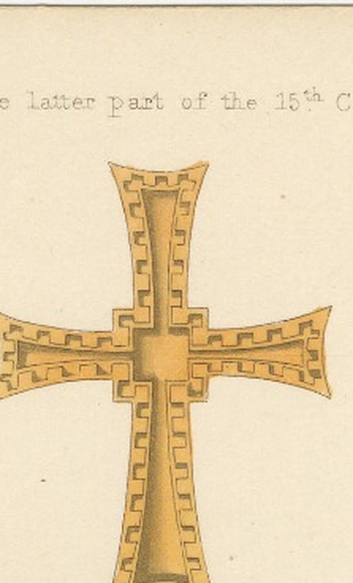 Medieval Reliquary – Gothic Church Treasure, Hand-Colored Engraving, ca.1850