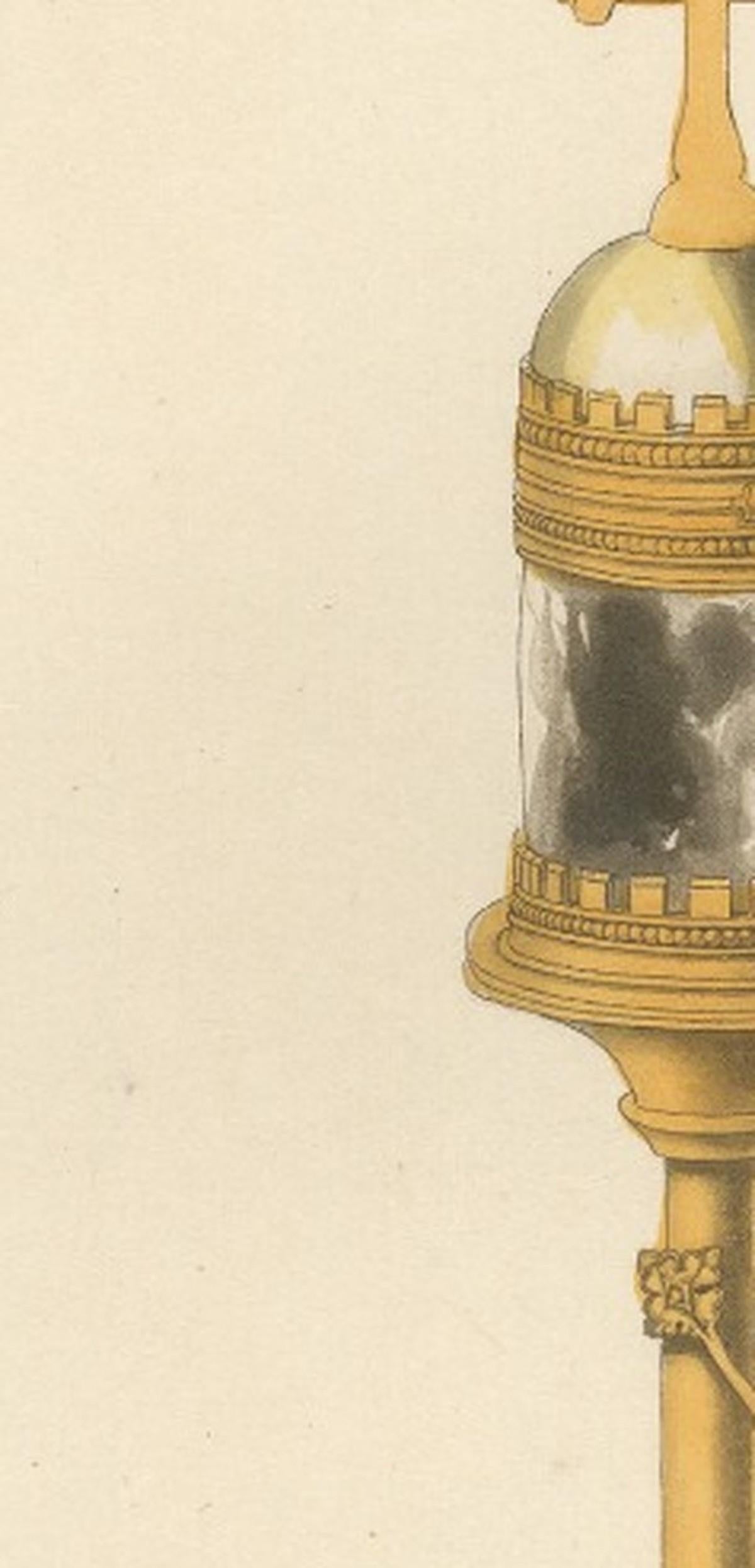 Medieval Reliquary – Gothic Church Treasure, Hand-Colored Engraving, ca.1850