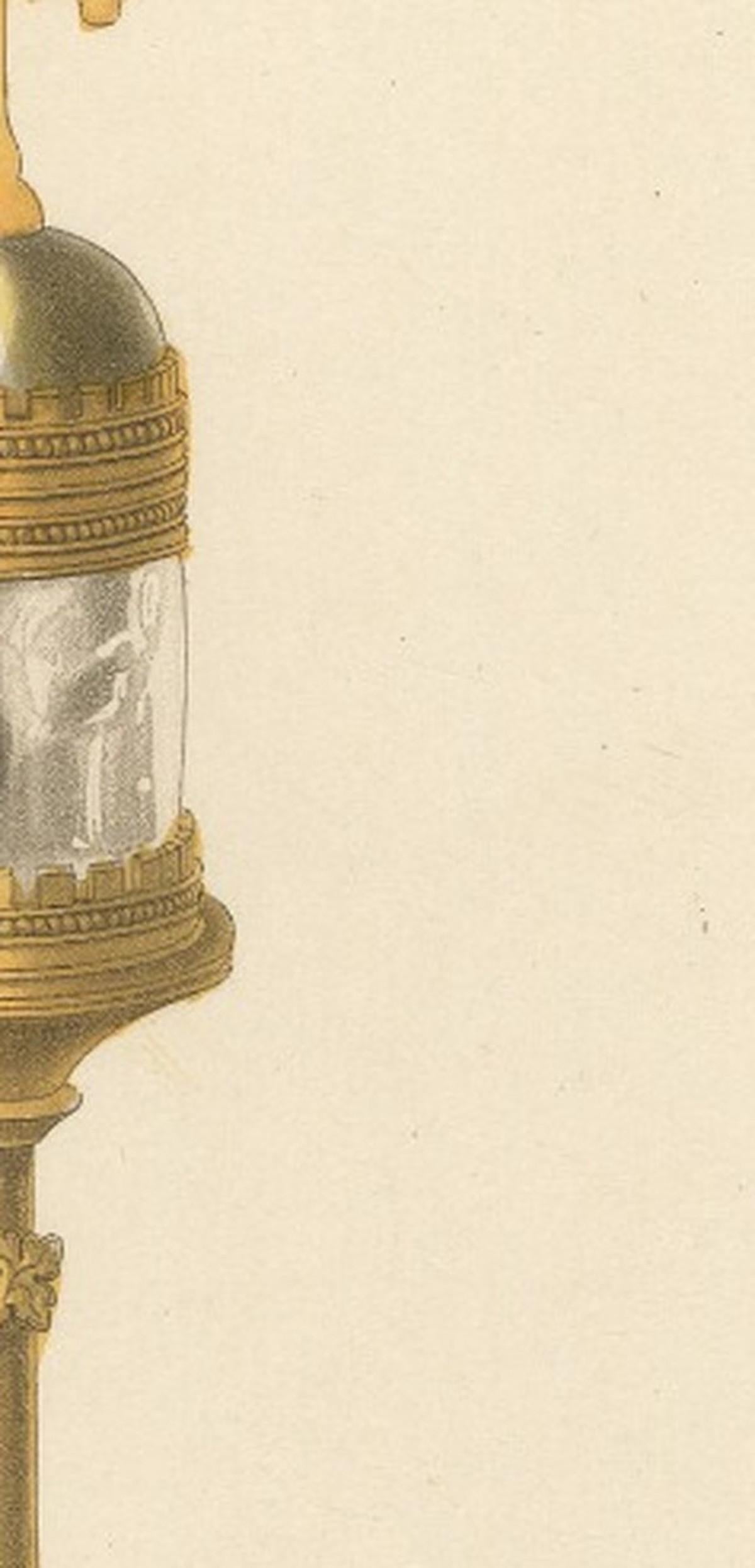 Medieval Reliquary – Gothic Church Treasure, Hand-Colored Engraving, ca.1850