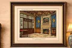 Medieval Revival Office Interior with Monumental Fireplace, c.1900
