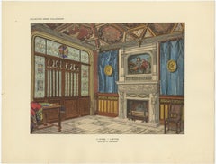 Medieval Revival Office Interior with Monumental Fireplace, c.1900