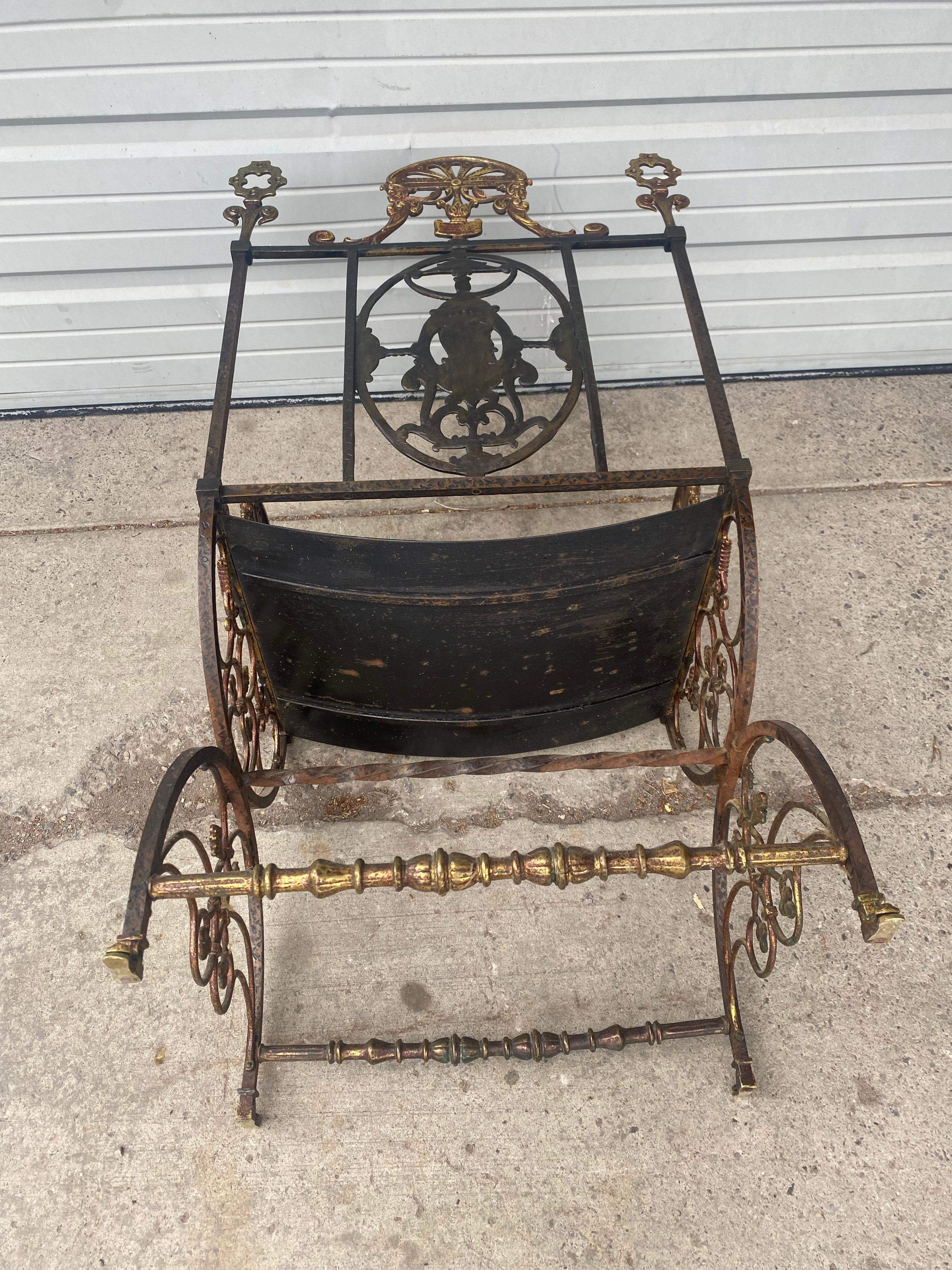 Medieval Revival Wrought Iron, Bronze Arm Chair by Oscar Bach In Good Condition In Buffalo, NY
