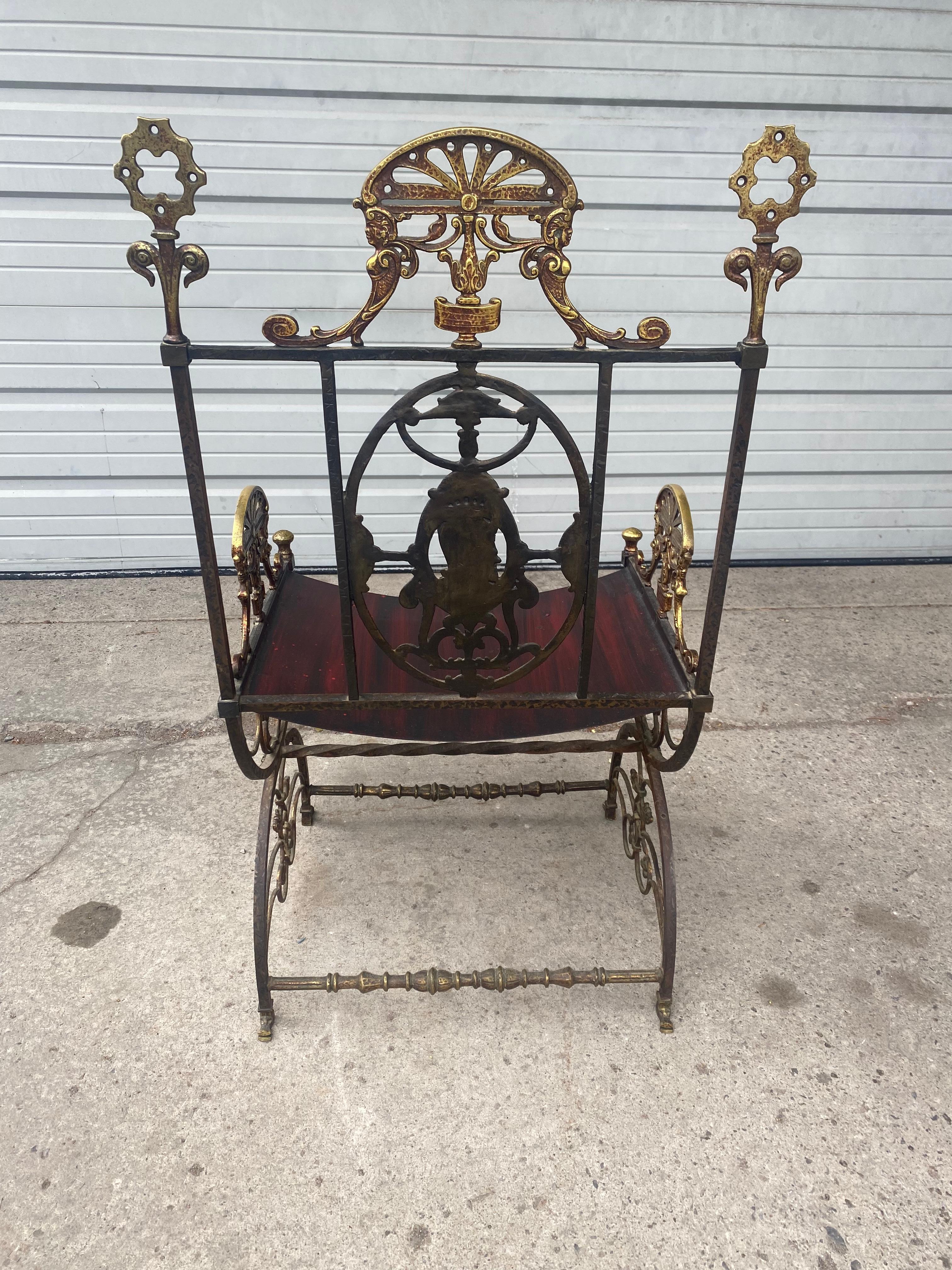 20th Century Medieval Revival Wrought Iron, Bronze Arm Chair by Oscar Bach