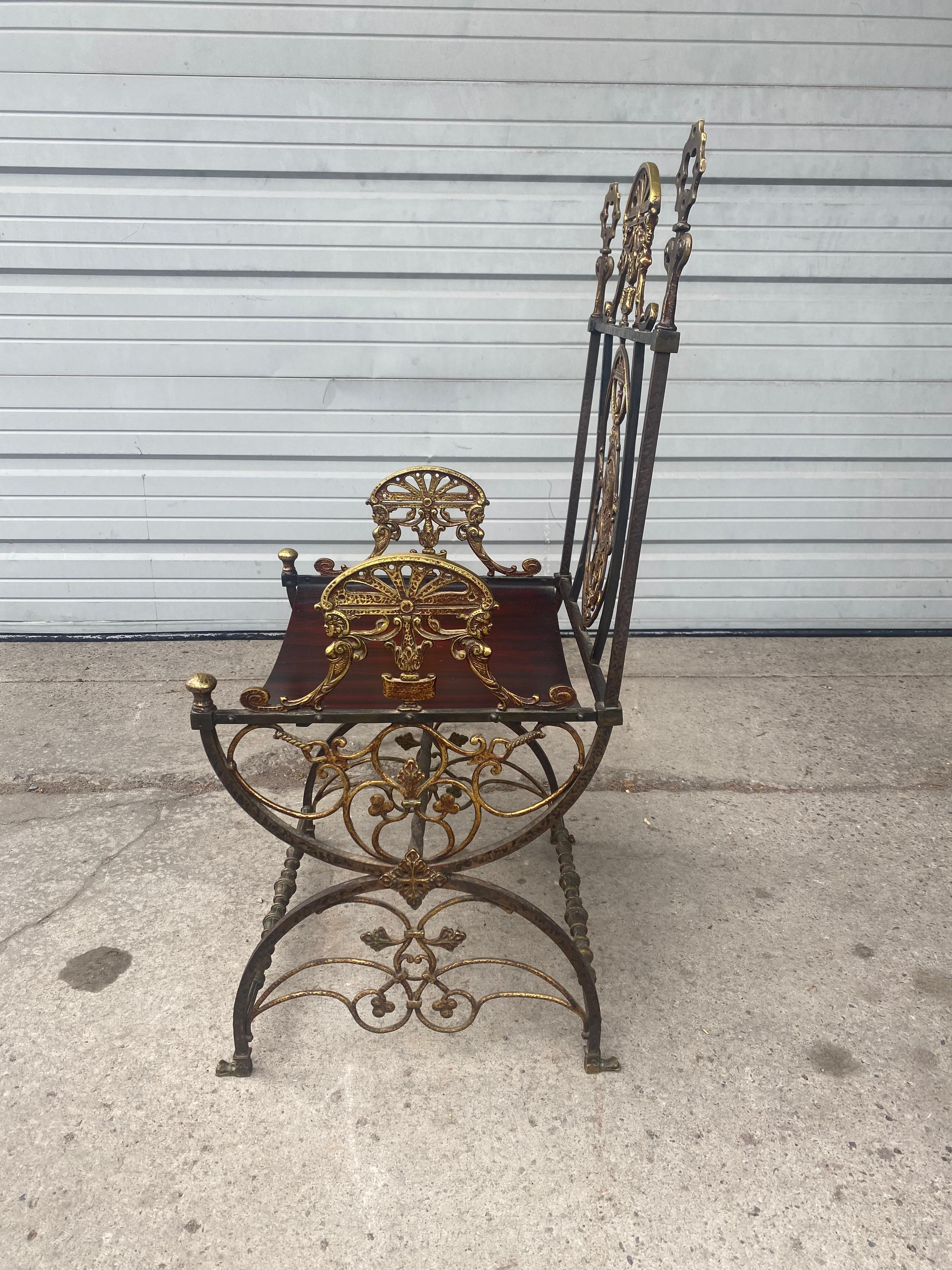Medieval Revival Wrought Iron, Bronze Arm Chair by Oscar Bach 2