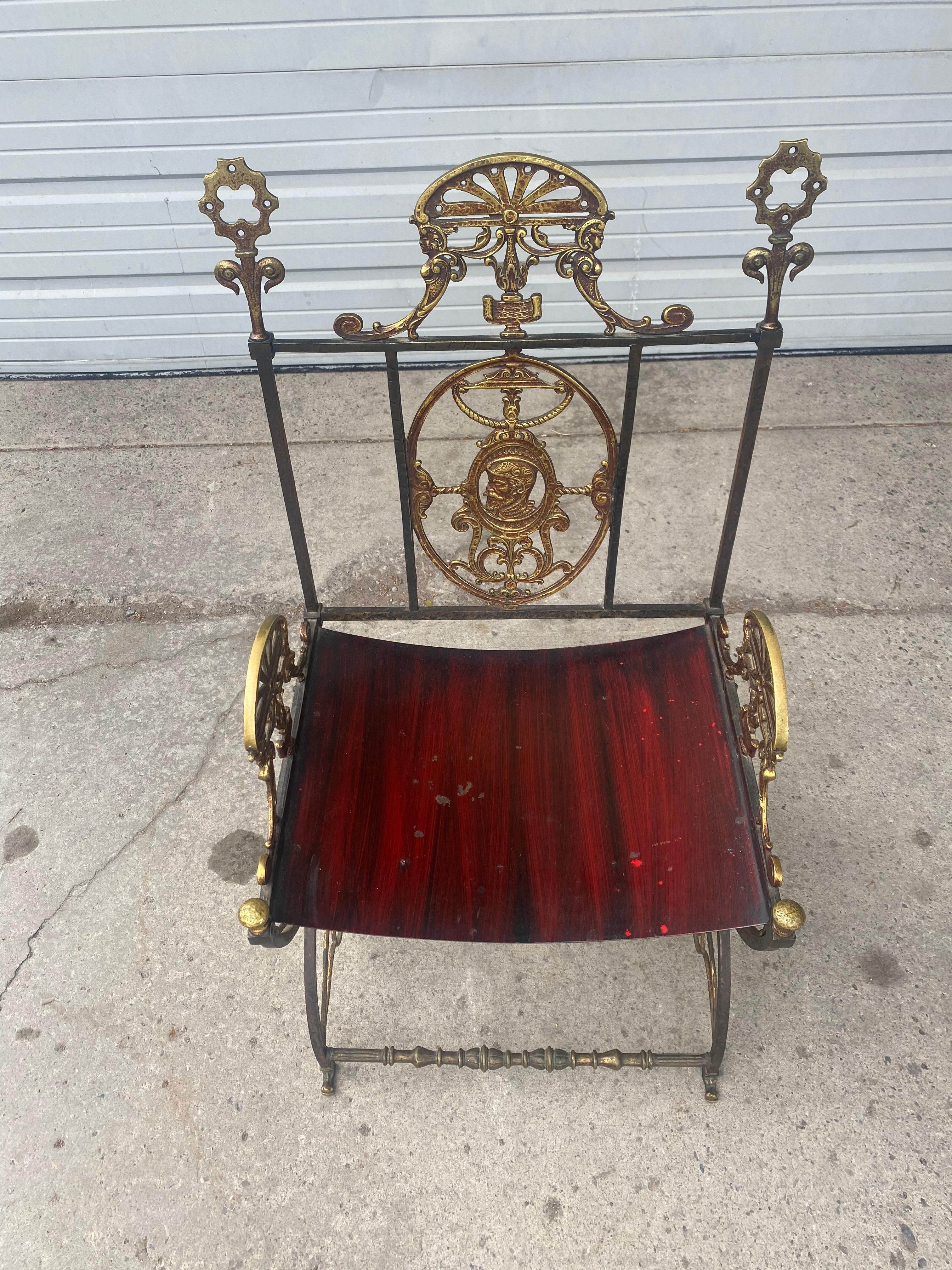 Medieval Revival Wrought Iron, Bronze Arm Chair by Oscar Bach 3