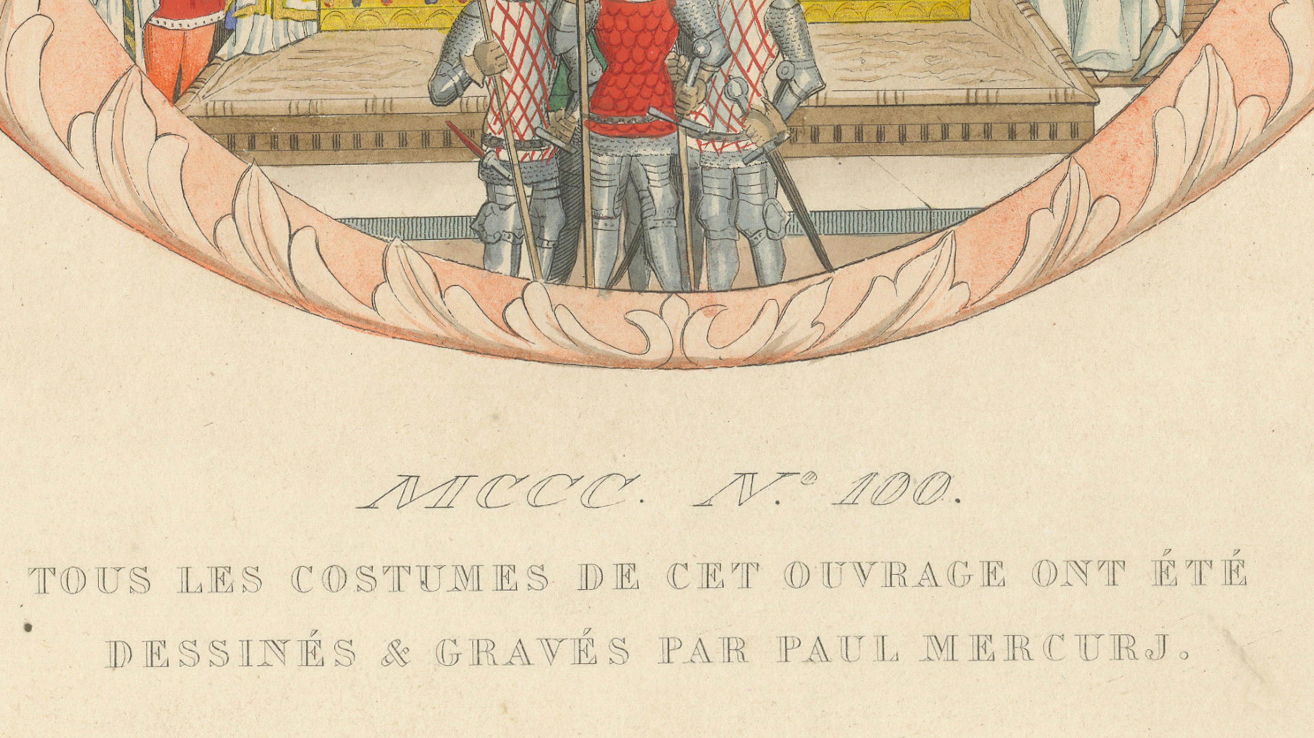 Medieval Royal Court and Altar Ceremony, Hand-Colored Print by Mercuri, 1845